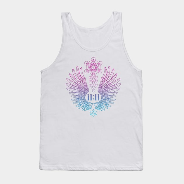 Angel Number 11:11 Sacred Geometry Tank Top by LadyMoldavite